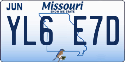 MO license plate YL6E7D