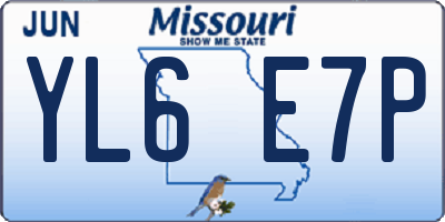 MO license plate YL6E7P