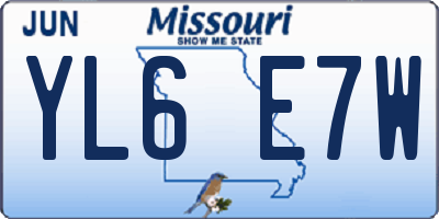 MO license plate YL6E7W