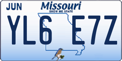 MO license plate YL6E7Z