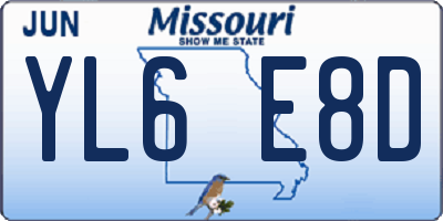 MO license plate YL6E8D