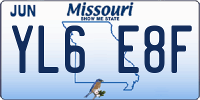 MO license plate YL6E8F