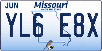 MO license plate YL6E8X