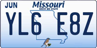 MO license plate YL6E8Z