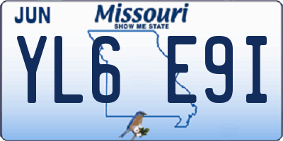 MO license plate YL6E9I