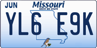 MO license plate YL6E9K