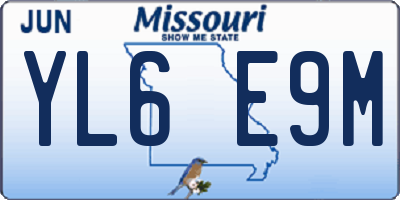 MO license plate YL6E9M