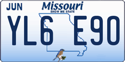 MO license plate YL6E9O