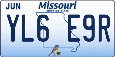 MO license plate YL6E9R