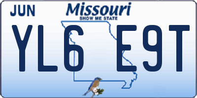 MO license plate YL6E9T