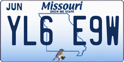 MO license plate YL6E9W