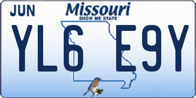 MO license plate YL6E9Y