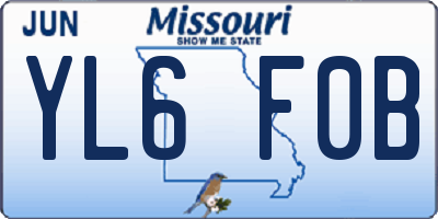 MO license plate YL6F0B