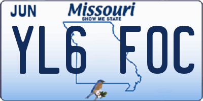 MO license plate YL6F0C
