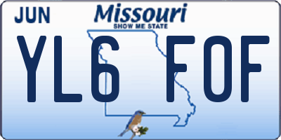 MO license plate YL6F0F