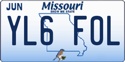 MO license plate YL6F0L
