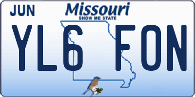MO license plate YL6F0N