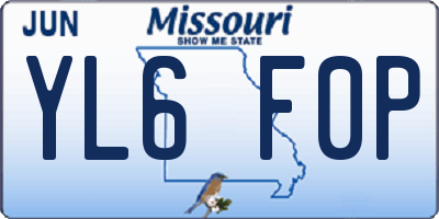 MO license plate YL6F0P