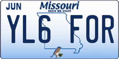 MO license plate YL6F0R