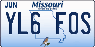MO license plate YL6F0S