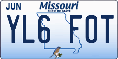 MO license plate YL6F0T