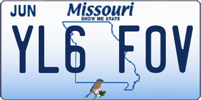 MO license plate YL6F0V