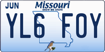 MO license plate YL6F0Y