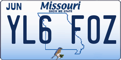 MO license plate YL6F0Z