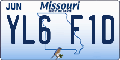 MO license plate YL6F1D