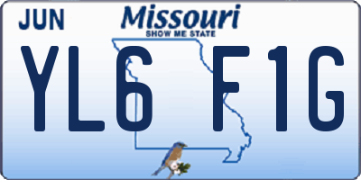 MO license plate YL6F1G