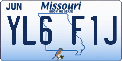 MO license plate YL6F1J