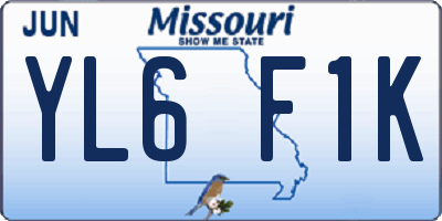 MO license plate YL6F1K