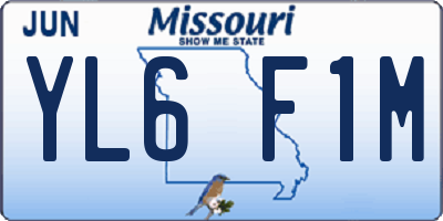 MO license plate YL6F1M