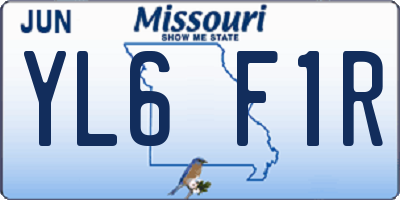 MO license plate YL6F1R