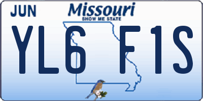 MO license plate YL6F1S
