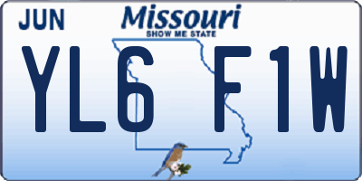 MO license plate YL6F1W