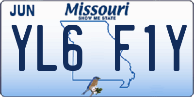 MO license plate YL6F1Y