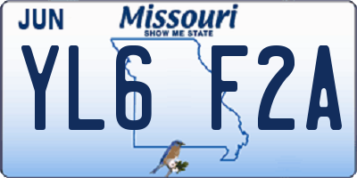 MO license plate YL6F2A
