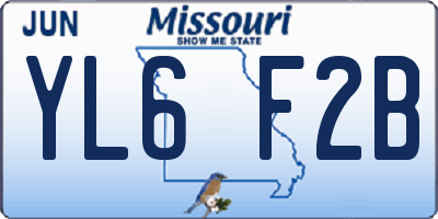 MO license plate YL6F2B