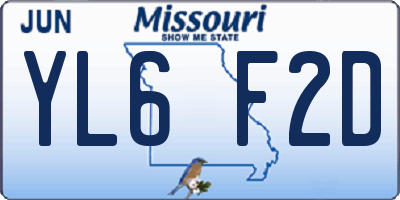 MO license plate YL6F2D