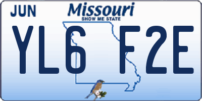 MO license plate YL6F2E