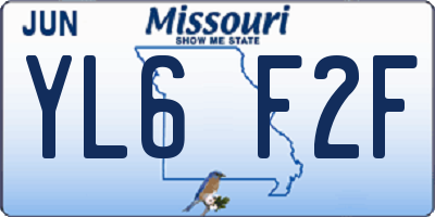MO license plate YL6F2F