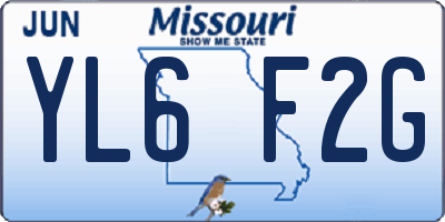 MO license plate YL6F2G