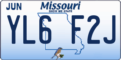 MO license plate YL6F2J