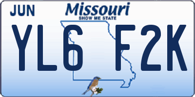MO license plate YL6F2K