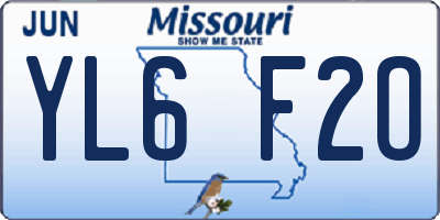 MO license plate YL6F2O