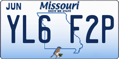 MO license plate YL6F2P