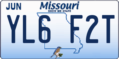 MO license plate YL6F2T