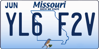 MO license plate YL6F2V