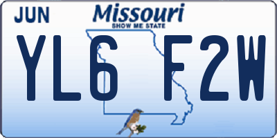 MO license plate YL6F2W